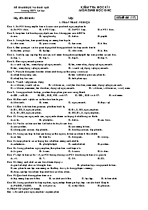 Đề kiểm tra học kỳ I môn Sinh Lớp 10 (Ban nâng cao) - Mã đề 112 - Trường THPT Lê Lợi (Có đáp án)